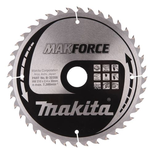 MAKITA žagin list za les MAKFORCE 210x2,4x30 mm 40 zob B-32356