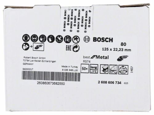 BOSCH vlaknasti brus R574, Best for Metal D = 125 mm; G = 80 2608606734