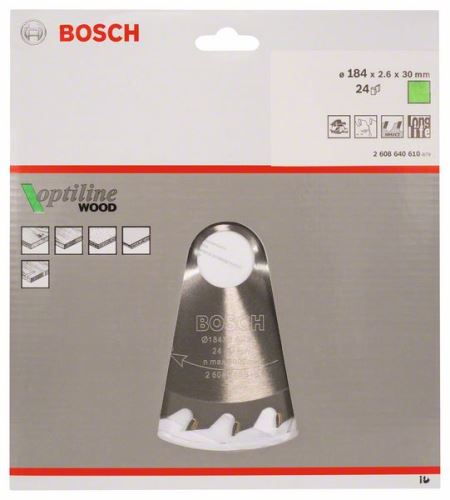 BOSCH žagin list Optiline Wood 184 x 30 x 2,6 mm, 24 2608640610