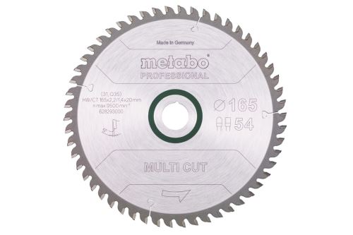 METABO Žagin list 165 x 20 mm, 54 zob, 5° Power Cut prof 628293000