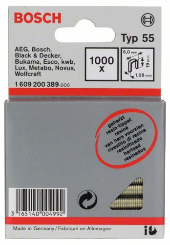 BOSCH Ozki spenjalnik, tip 55, laminiran 6 x 1,08 x 19 mm (1000 kos) 1609200389