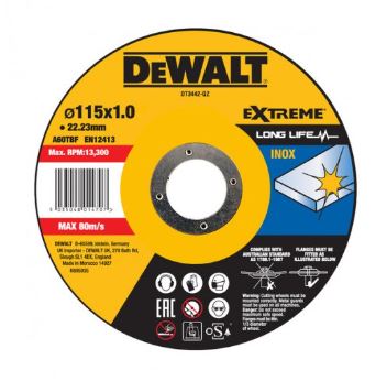 DEWALT Rezalna plošča iz nerjavečega jekla 115 x 1 x 22,23 mm DT3442