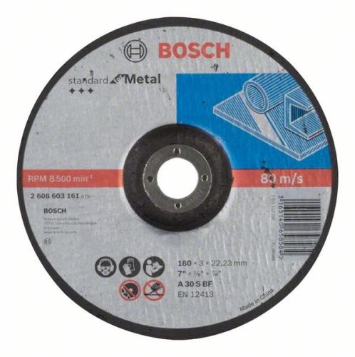 BOSCH Profilirana rezalna plošča Standard for Metal A 30 S BF, 180 mm, 22,23 mm, 3,0 mm 2608603161