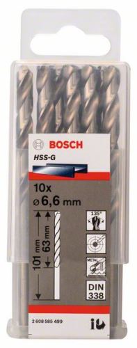 BOSCH Svedri za kovino HSS-G, DIN 338 6,6 x 63 x 101 mm (10 kos) 2608585499