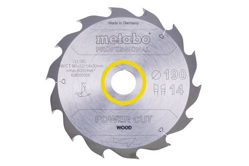 METABO žagin list Power Cut Wood 190 x 30 mm, 14 zob, 25° 628005000