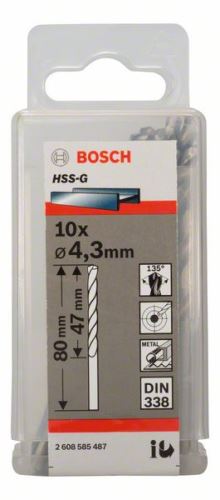 BOSCH Svedri za kovino HSS-G, DIN 338 4,3 x 47 x 80 mm (10 kos) 2608585487