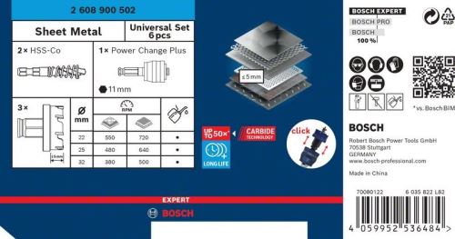 BOSCH EXPERT set luknjačev Pločevina 22-32, 6 kosov 2608900502