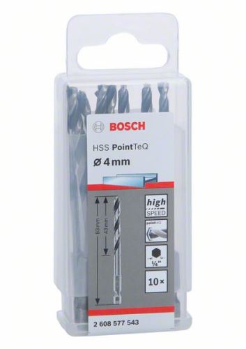 BOSCH Sveder za kovino HSS PointTeQ HEX s 6-točkovnim steblom; 4,0 mm 2608577543