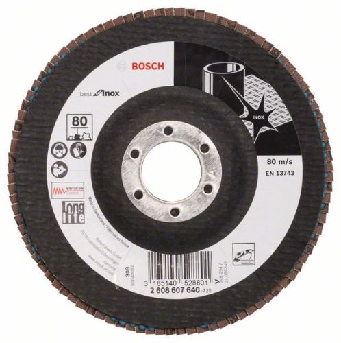 BOSCH Lamelni brus X581, Best for Inox 125 mm, 22,23 mm, 80 2608607640