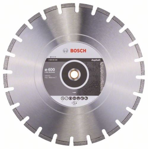 BOSCH Diamantna rezalna plošča Standard for Asphalt 400 x 20/25,40 x 3,6 x 10 mm 2608602626