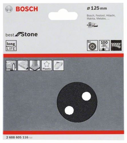 BOSCH Brusni papir F355, paket 5 125 mm, 100 2608605116