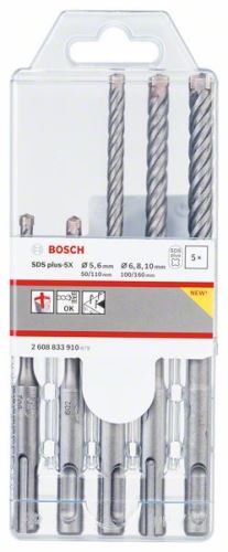 Bosch 5-delni komplet udarnih svedrov SDS plus-5X, 5/6/6/8/10 mm