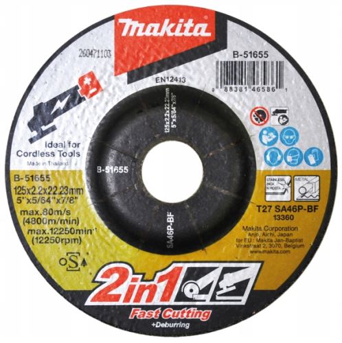 MAKITA brusno/rezalna plošča 2 v 1 125x2,0x22,23 mm B-51655