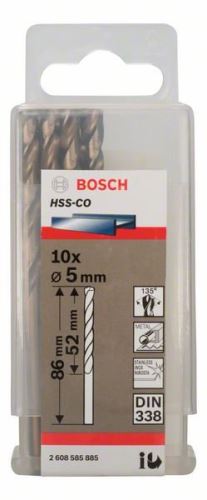 BOSCH Svedri za kovino HSS-Co, DIN 338 5 x 52 x 86 mm (10 kosov) 2608585885