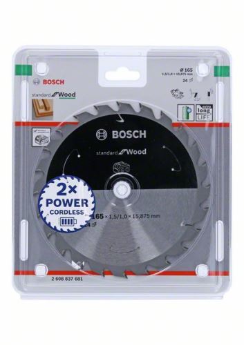 BOSCH žagin list za akumulatorske žage; Standard za les 165x15,875x1,5/1,0x24T 2608837681