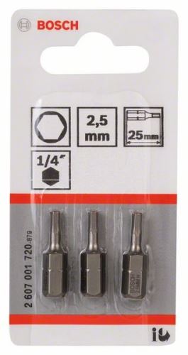 BOSCH Vijačni nastavek ekstra trd Extra-Hart HEX 2.5, 25 mm (3 kosi) 2607001720