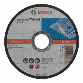 BOSCH Rezalna plošča ravna Standard for Metal A 30 S BF, 115 mm, 22,23 mm, 2,5 mm 2608603164