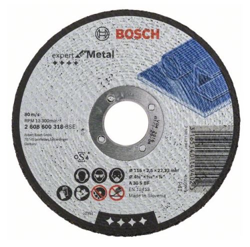 BOSCH Rezalna plošča ravna Expert for Metal A 30 S BF, 115 mm, 2,5 mm 2608600318