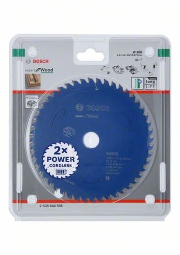 BOSCH žagin list za akumulatorske žage; Expert for Wood 160x20x1,5/1x48T 2608644505