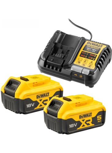 DEWALT začetni set polnilec + 2 bateriji 18V 5.0Ah DCB1104P2