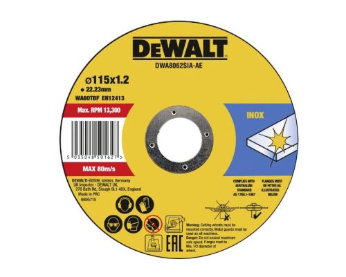 DEWALT Rezalna plošča 115 x 1,2 x 22,23 mm Inox DWA8062SIA