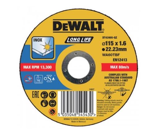 DEWALT Rezalna plošča 115 x 22,2 x 1,6 mm DT43905